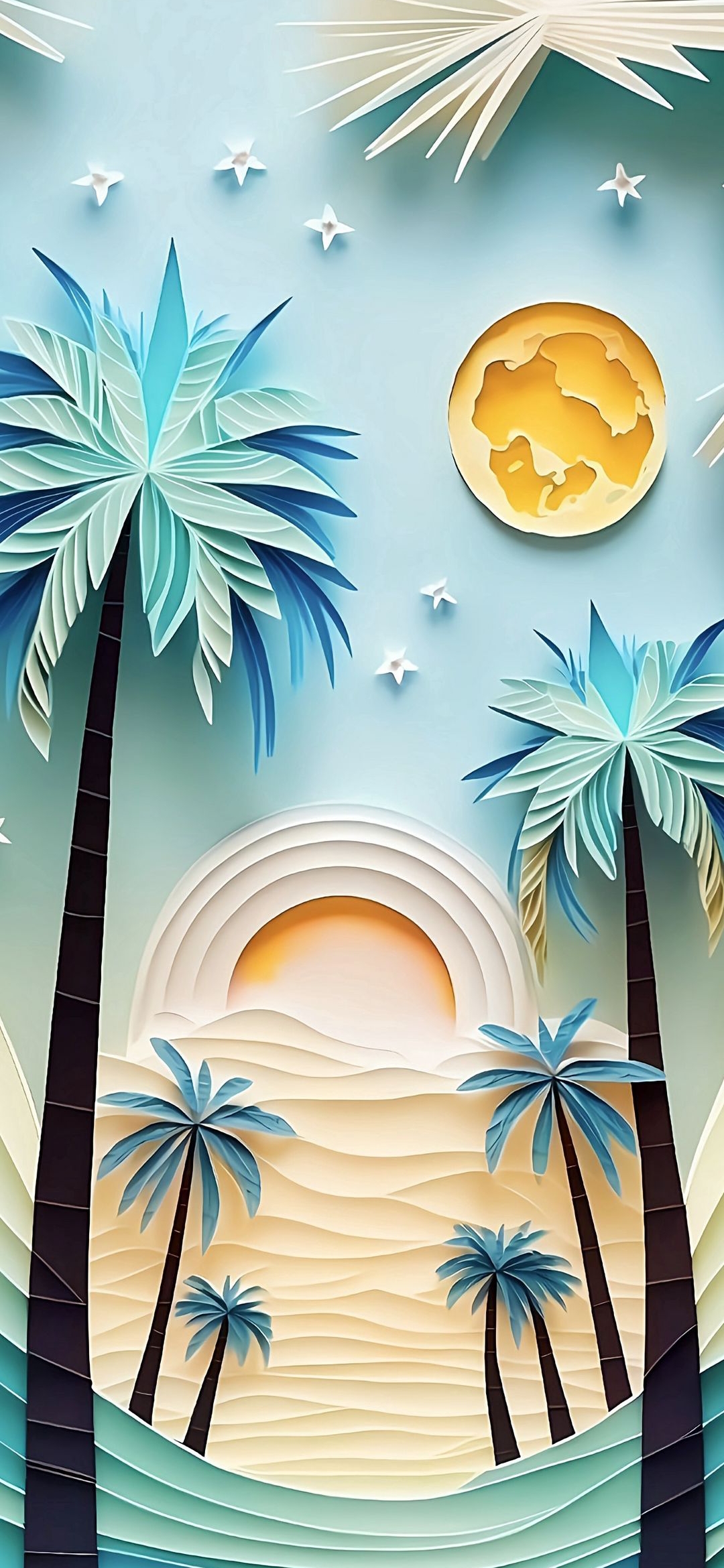 Paper Palm Beach Scene - random wallpaper for OpersCraft