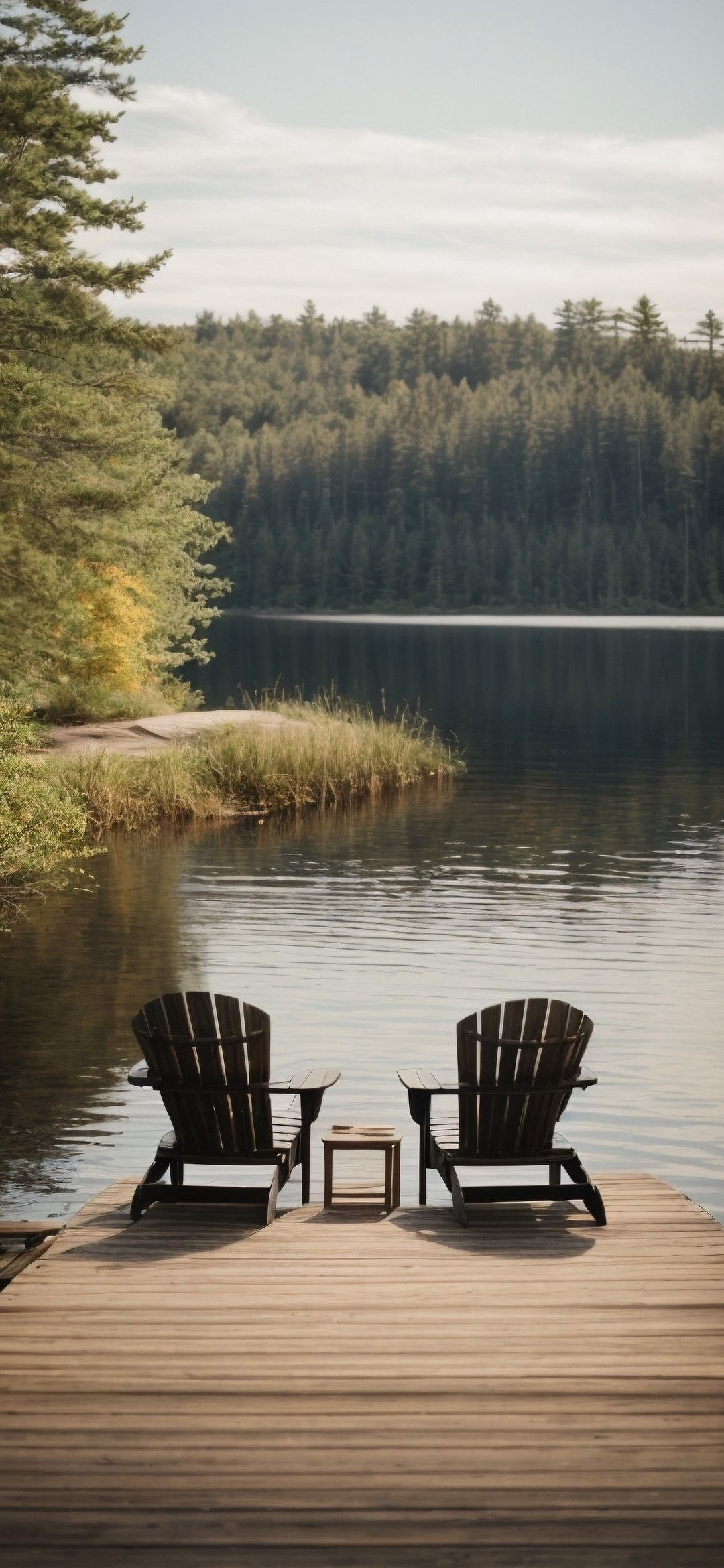 Peaceful Lakeside Chairs - nature wallpaper for OpersCraft