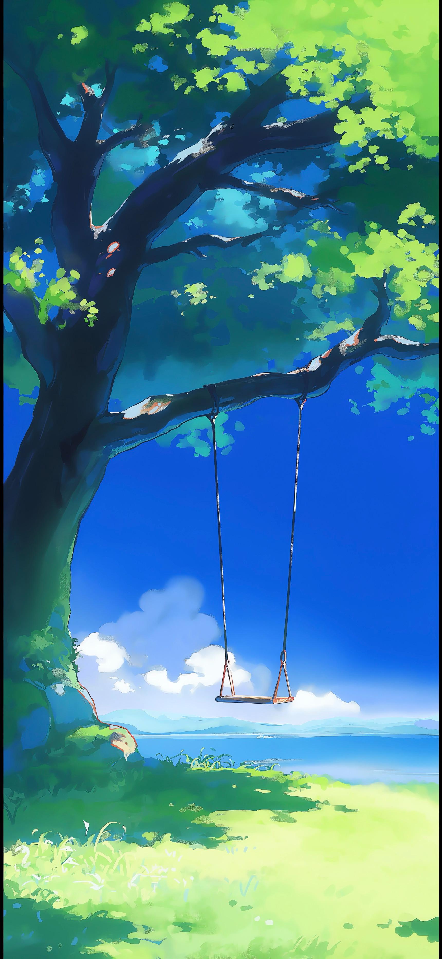 Peaceful Tree Swing Landscape - nature wallpaper for OpersCraft