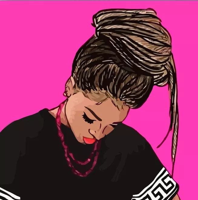 Pink Braids Cartoon Portrait - girl wallpaper for OpersCraft