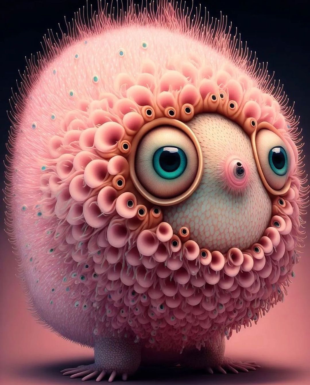 Pink Fluffy Eyeball Creature - fantasy wallpaper for OpersCraft