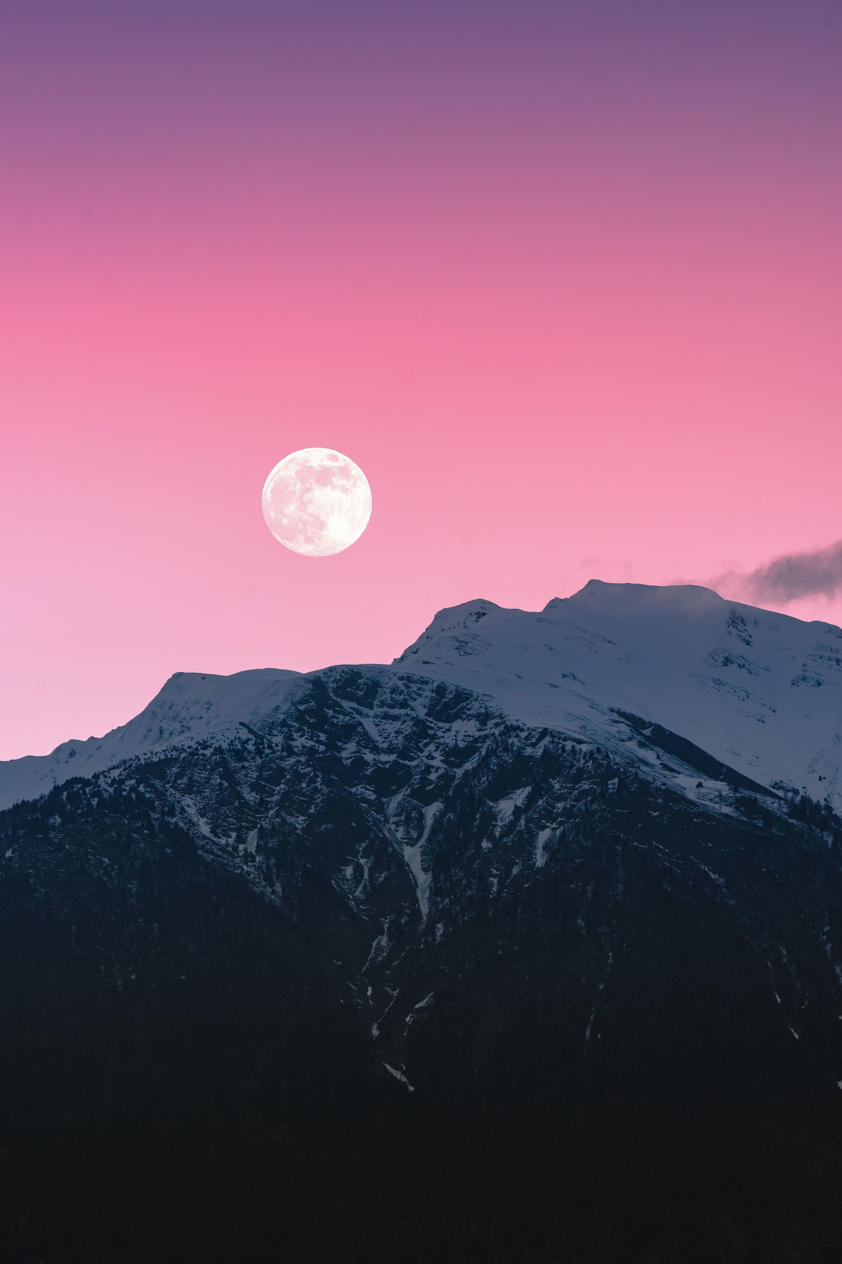 Pink Moon Over Mountains - random wallpaper for OpersCraft