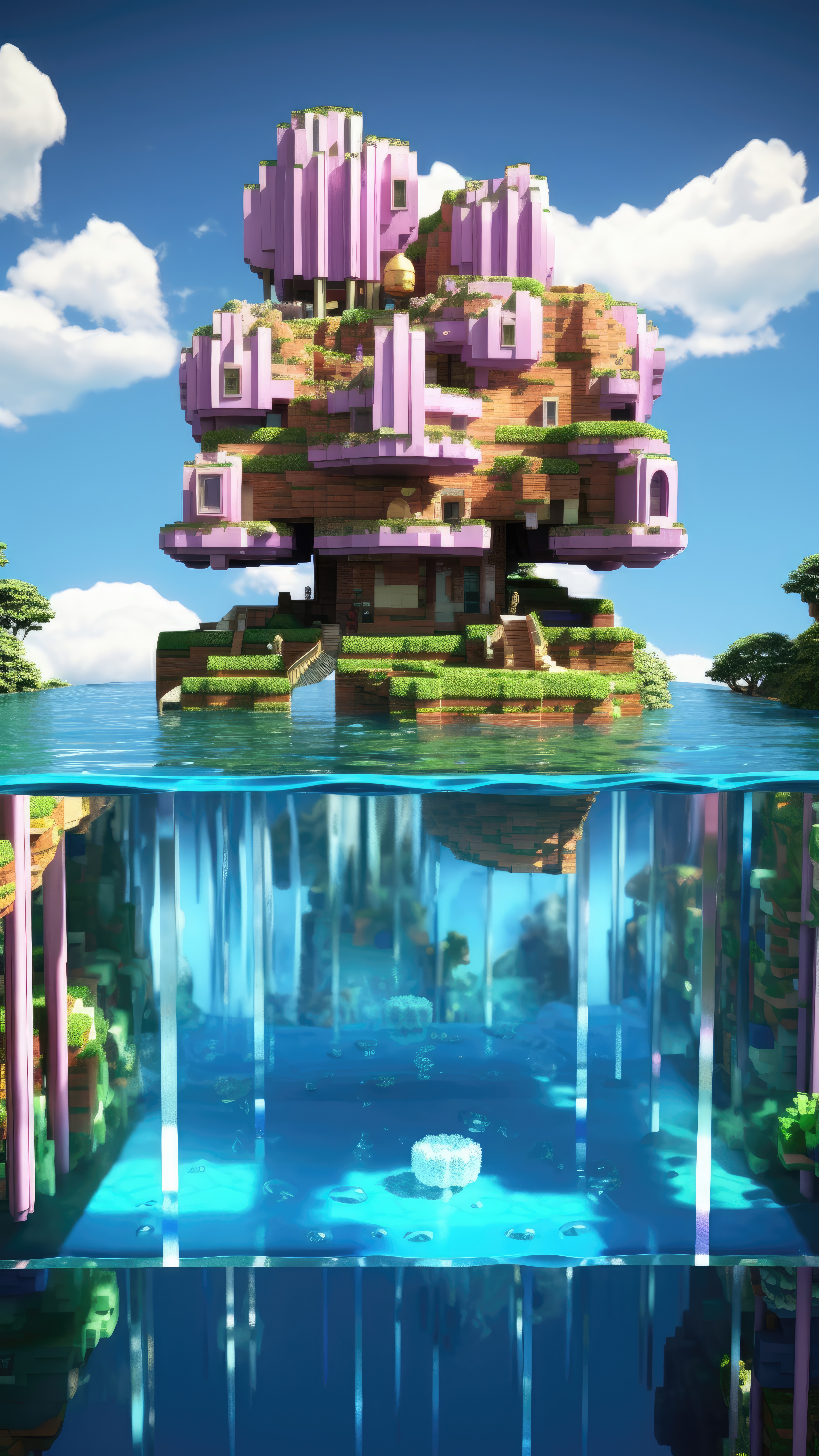 Pixelated Island Oasis - minecraft wallpaper for OpersCraft