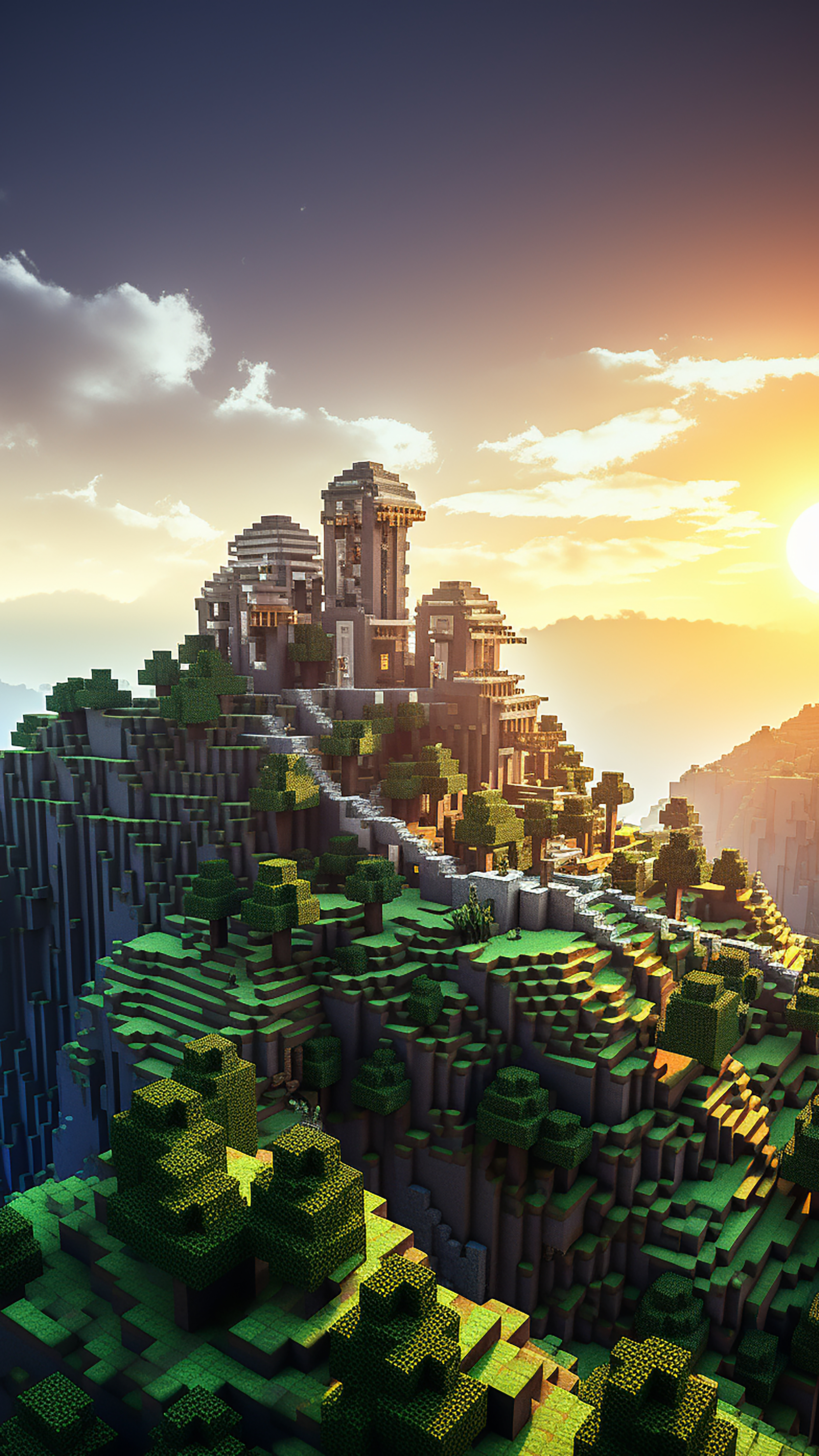 Pixelated Mountain Fortress - minecraft wallpaper for OpersCraft