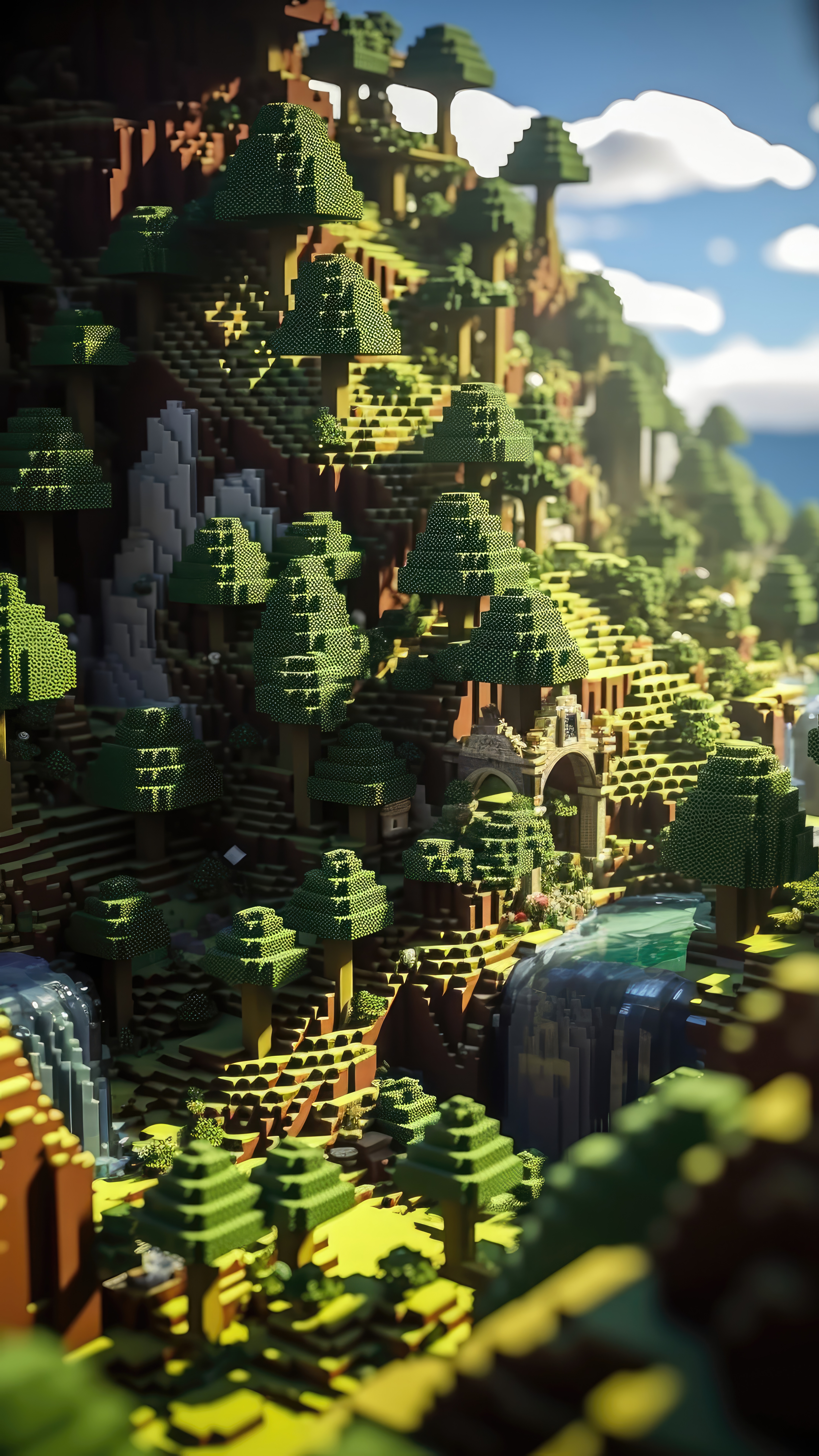 Pixelated Mountain Landscape - minecraft wallpaper for OpersCraft