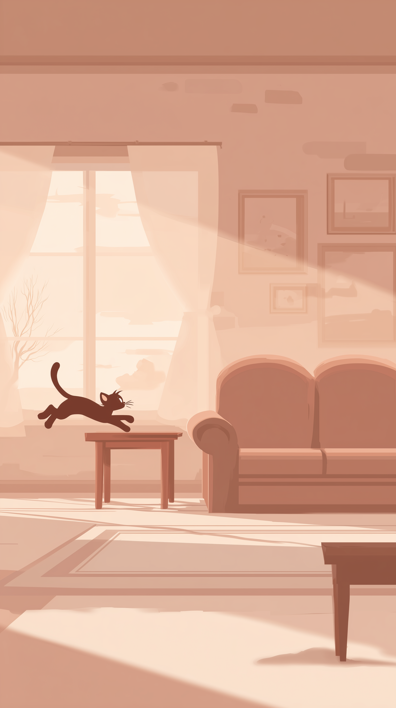 Playful Cat in Living Room - cat wallpaper for OpersCraft