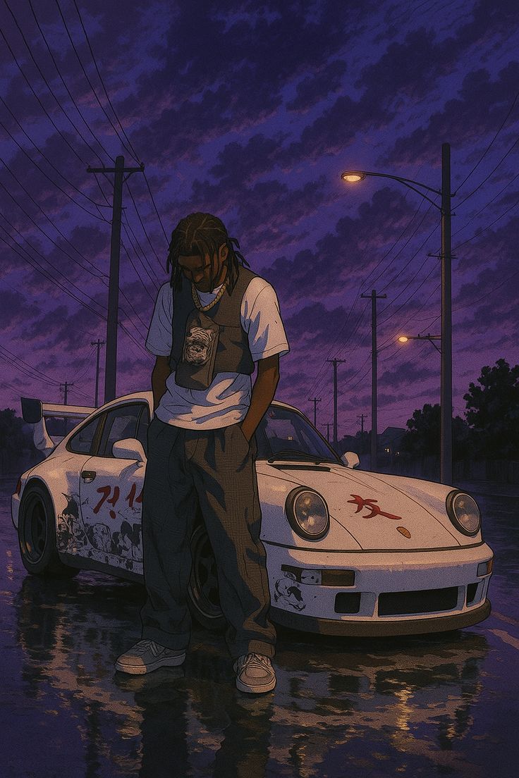 Porsche and Pensive Man - ghetto wallpaper for OpersCraft