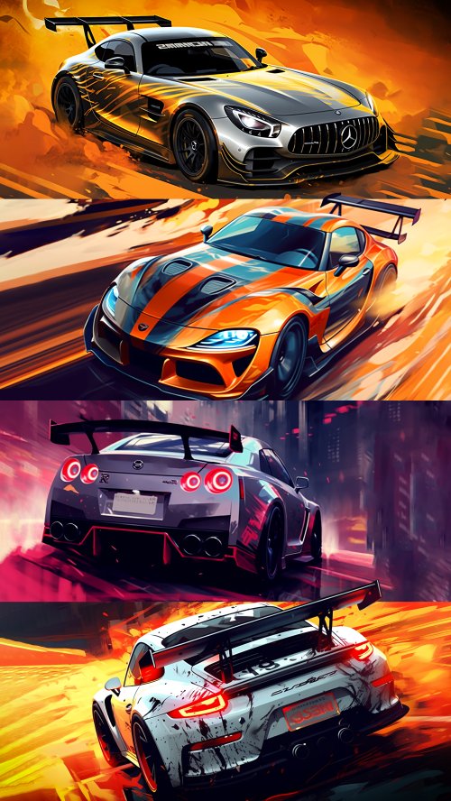 Dynamic Supercar Racing Collage - cars Wallpaper