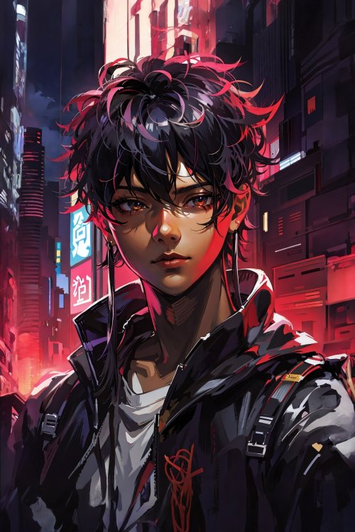 Cyberpunk Anime Boy Portrait - Related OpersCraft wallpaper