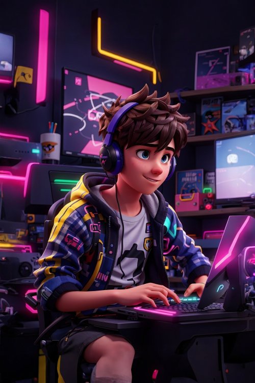 Young Gamer Neon Setup - Related OpersCraft wallpaper