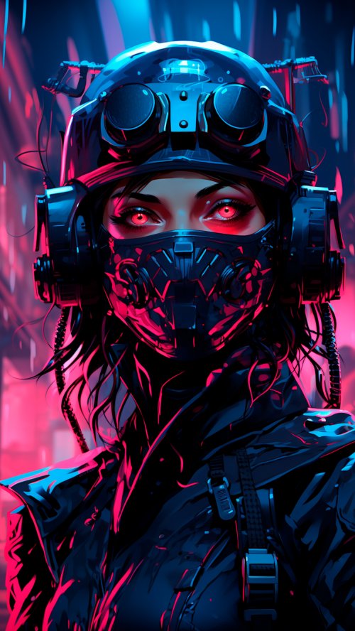 Neon Cyberpunk Soldier Portrait - cyberpunk Wallpaper