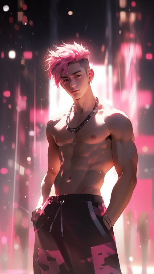Pink Neon Anime Boy - Related Darkify wallpaper