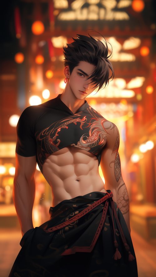 Tattooed Anime Boy Portrait - anime boy Wallpaper