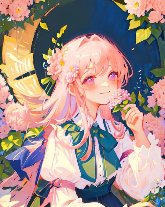 Floral Anime Girl Portrait - Related OpersCraft wallpaper