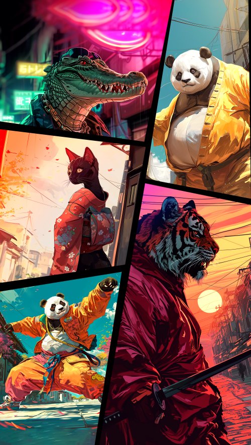 Urban Animal Warrior Collage - gaming Wallpaper