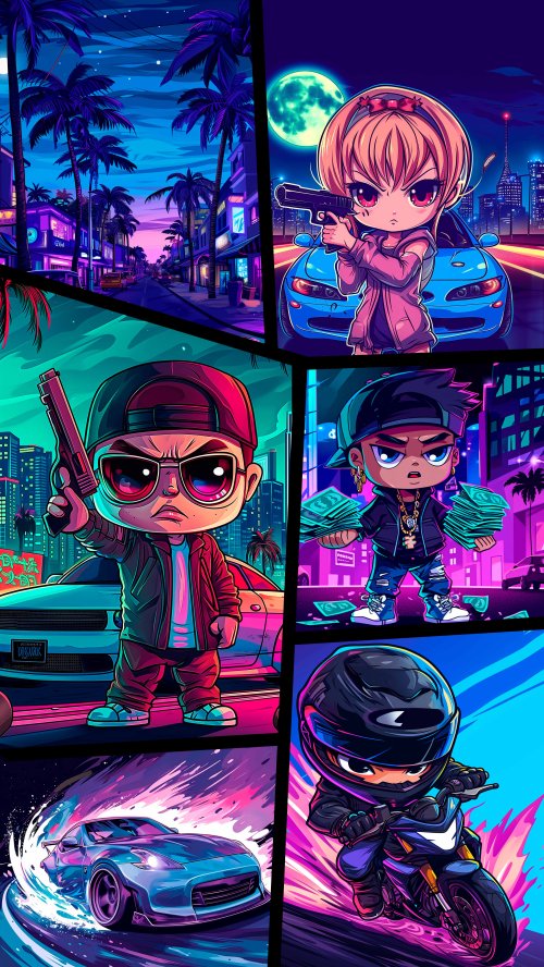 Neon Chibi Street Life - gaming Wallpaper