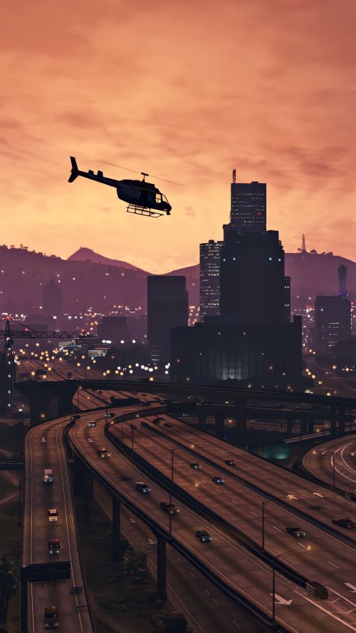 Helicopter Over City Sunset - Related OpersCraft wallpaper