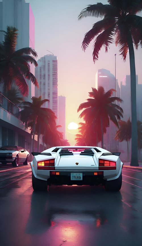 Retro Lamborghini Sunset Drive - Related OpersCraft wallpaper