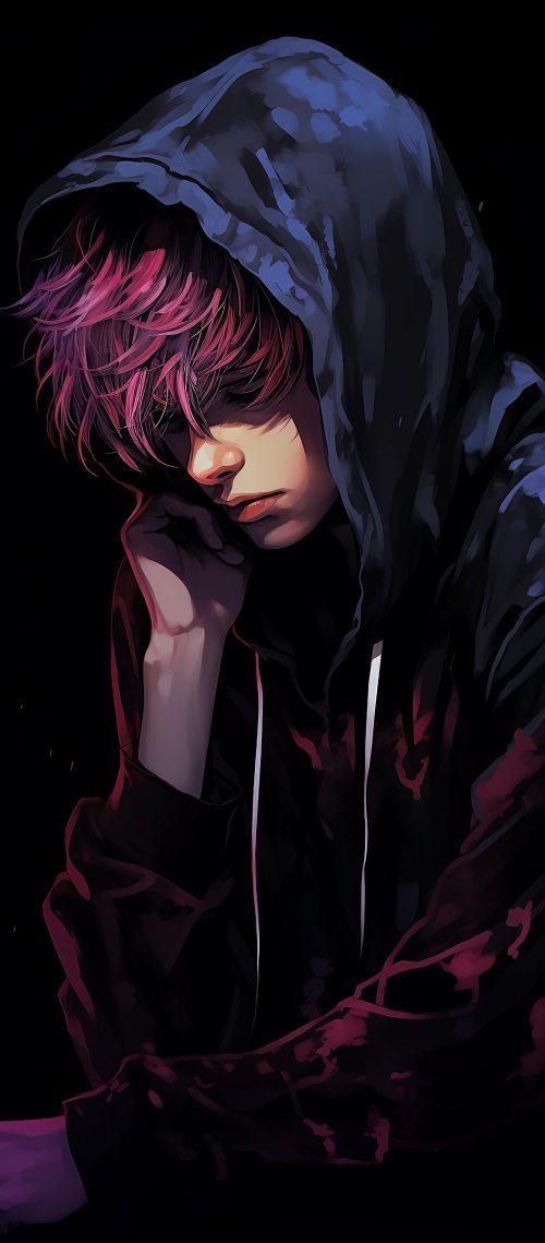 Pensive Anime Boy Portrait - Related Darkify wallpaper