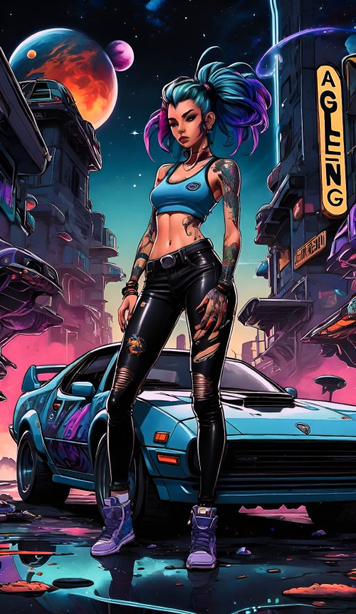 Cyberpunk Girl With Car - Related StockWalls wallpaper