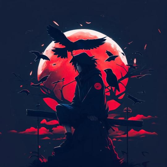 Sasuke's Red Moon Silhouette - Related OpersCraft wallpaper