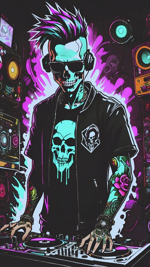 Neon Skull DJ Wallpaper - Related StockWalls wallpaper