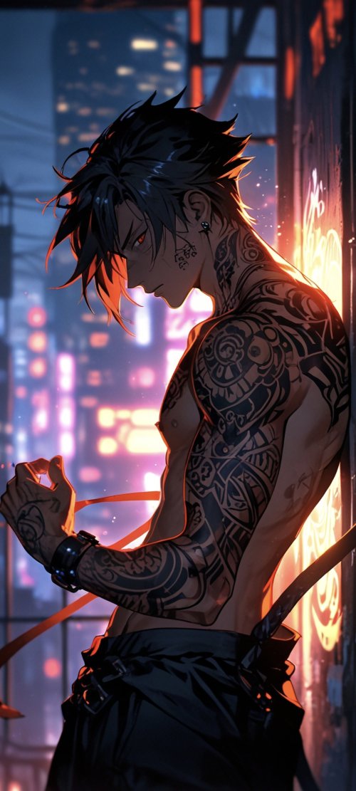 Neon Tattooed Anime Boy - anime boy Wallpaper