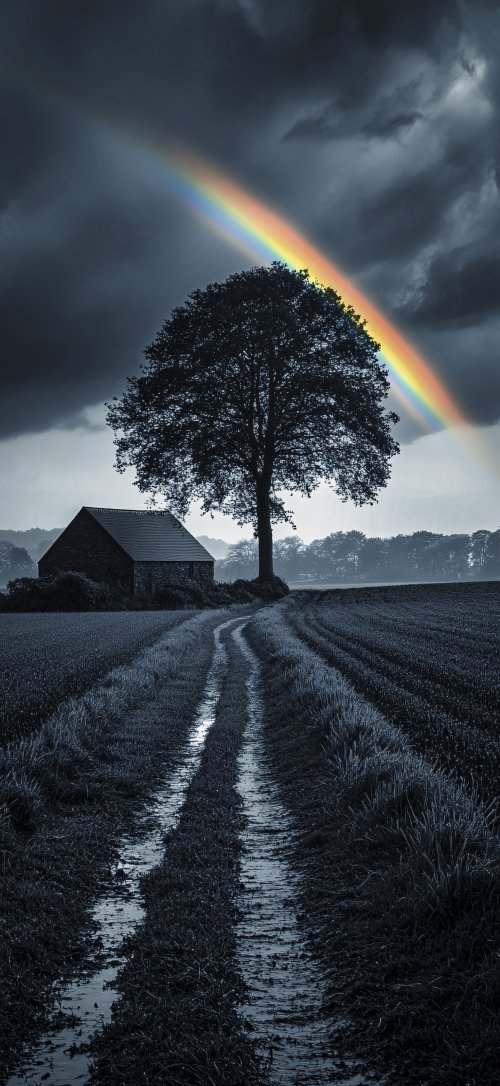 Rainbow Over Country Cabin - cabin Wallpaper
