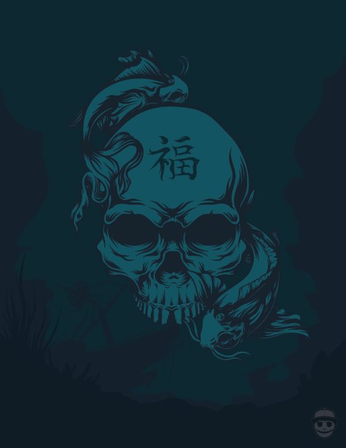 Koi Fish Skull Art - skull Wallpaper