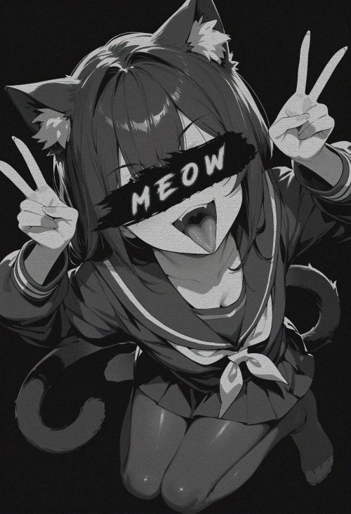 Anime Cat Girl Peace - anime Wallpaper