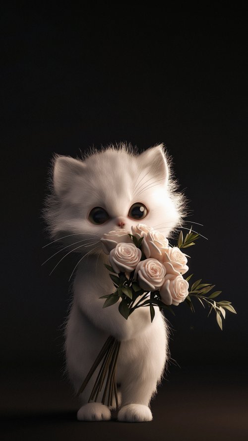 Cute Kitten With Roses - Related OpersCraft wallpaper