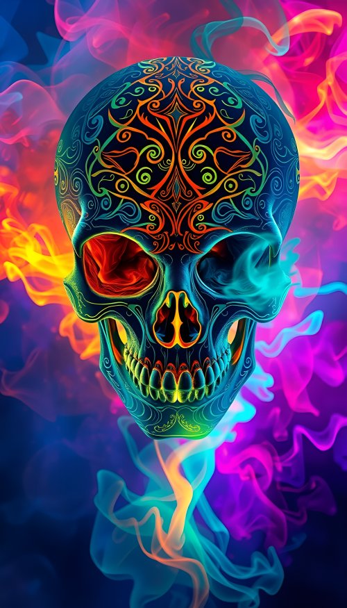 Neon Smoke Skull Art - skull Wallpaper