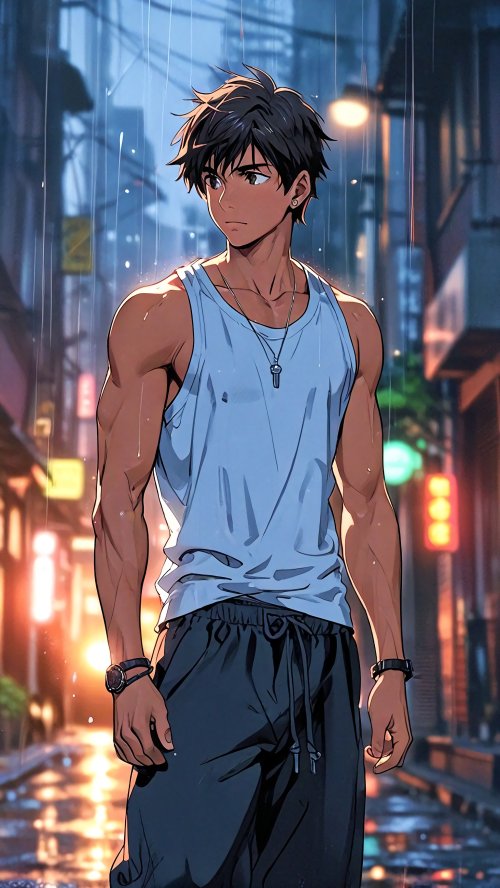 Anime Boy Rainy Street - Related OpersCraft wallpaper