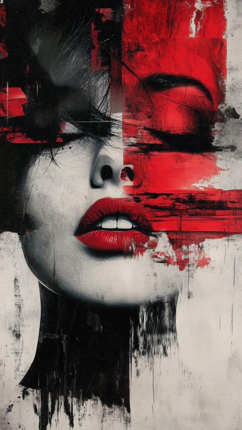 Abstract Red Lip Portrait - Related StockWalls wallpaper