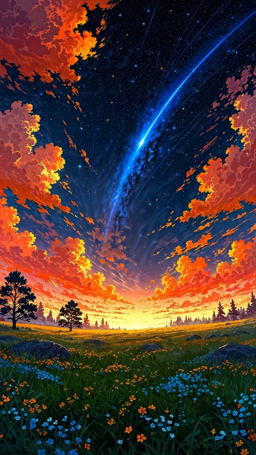 Vibrant Sunset Starry Sky - Related OpersCraft wallpaper