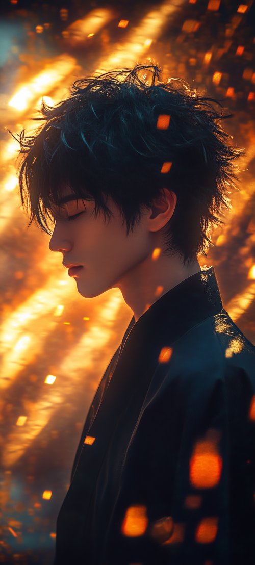 Anime Boy Golden Glow - Related StockWalls wallpaper
