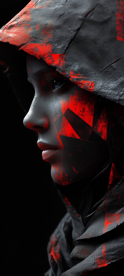 Hooded Red Abstract Portrait - abstract Wallpaper