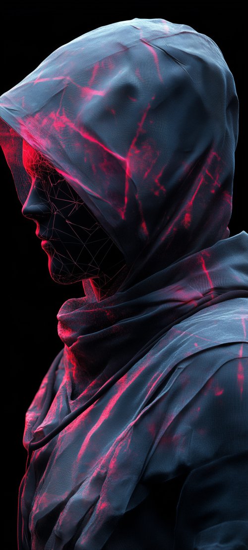 Digital Hooded Cyber Figure - cyberpunk Wallpaper