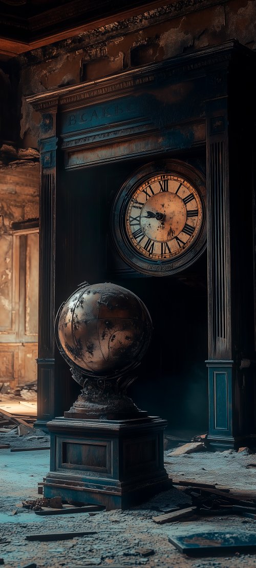 Antique Clock and Globe - vintage Wallpaper