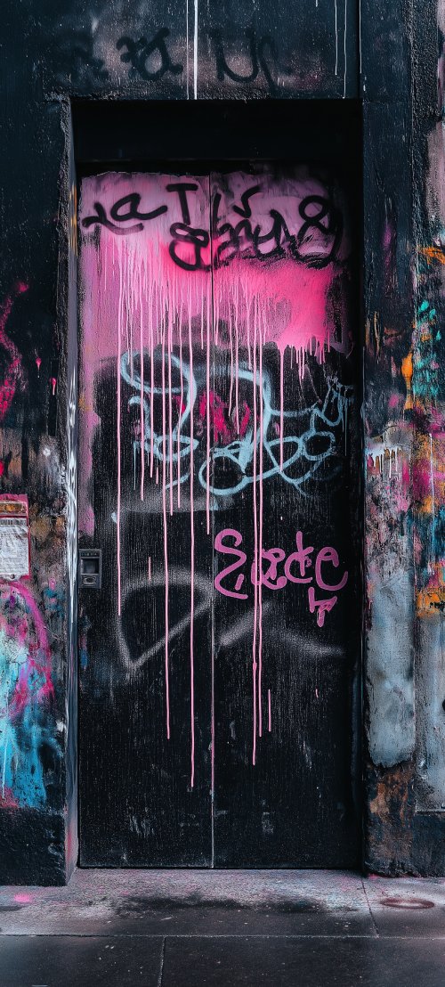 Pink Drip Graffiti Door - graffiti Wallpaper