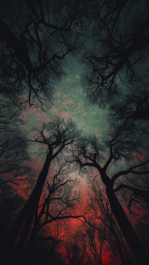 Eerie Forest Night Sky - nature Wallpaper