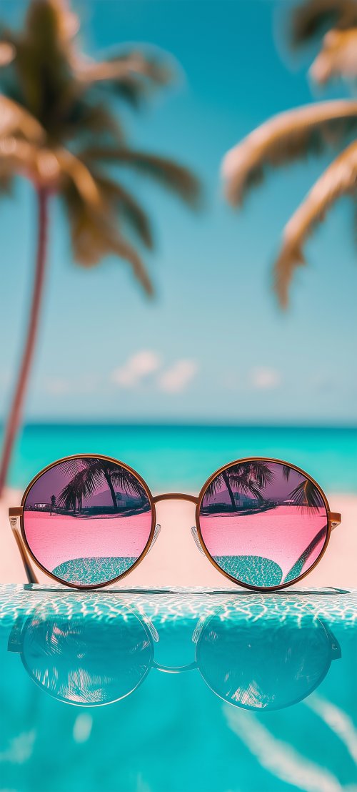 Tropical Beach Sunglasses Reflection - Related StockWalls wallpaper