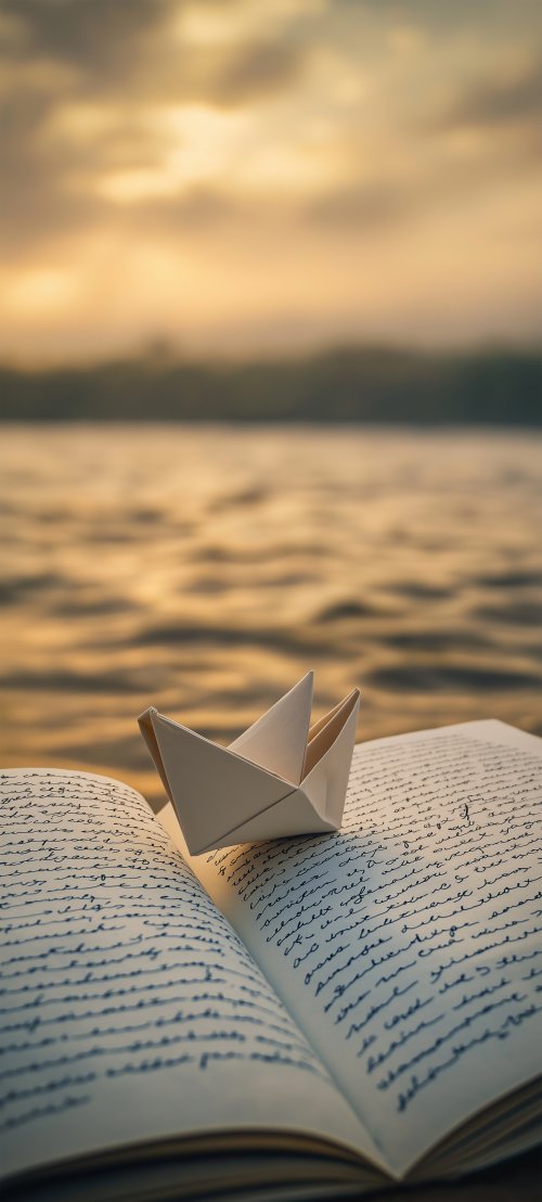 Paper Boat on Journal - art Wallpaper