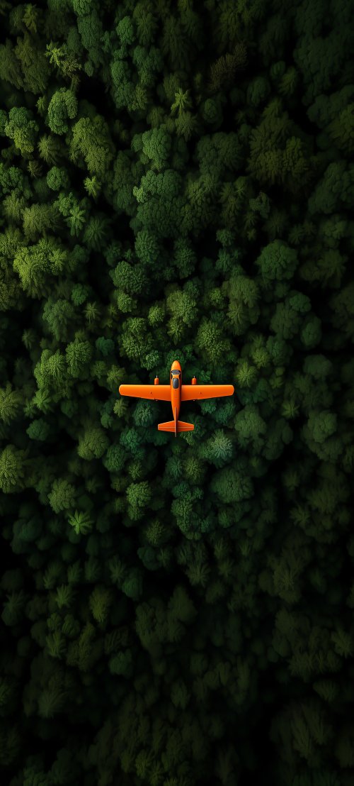 Orange Plane Over Forest