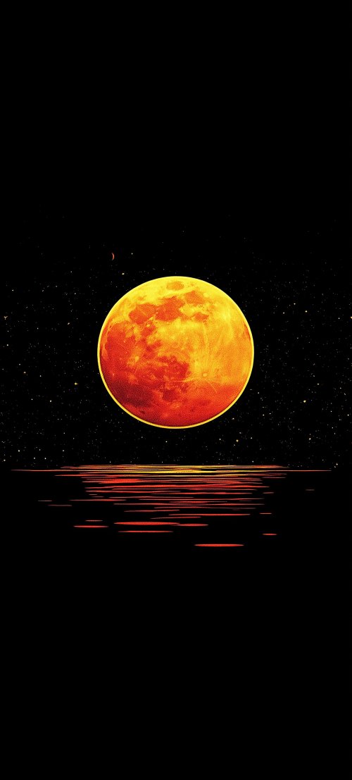 Glowing Red Moon Reflection - moon Wallpaper