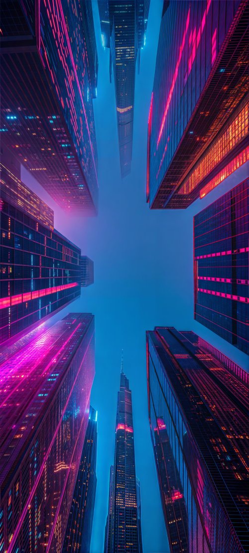 Neon City Skyline Skyscrapers - neon Wallpaper
