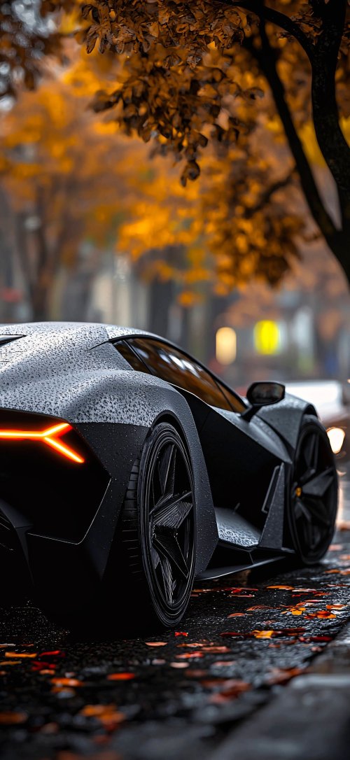 Rainy Lamborghini Autumn Drive - lamborghini Wallpaper