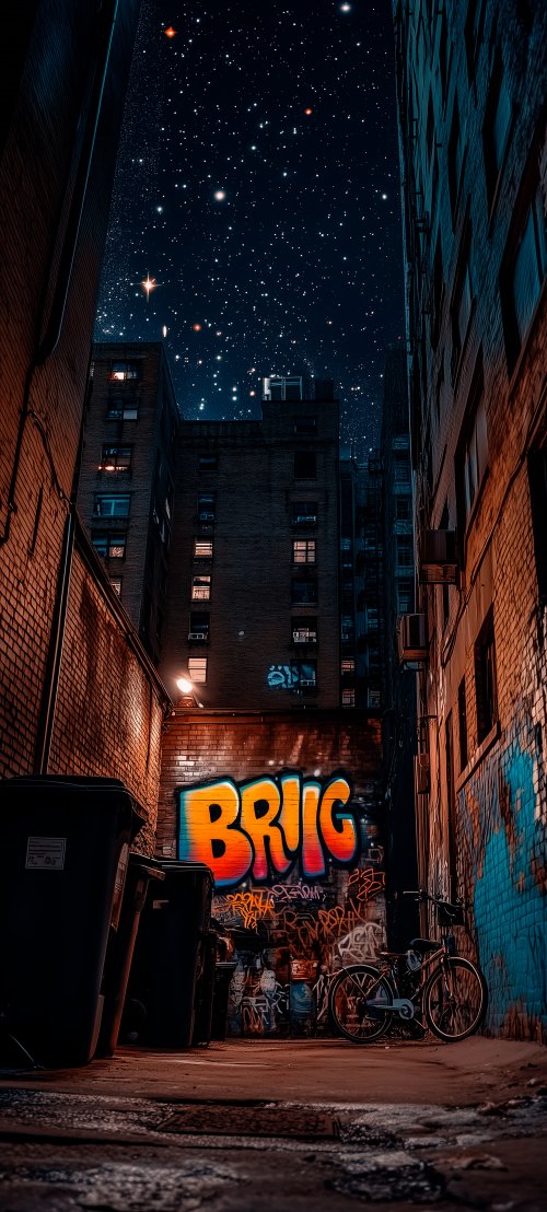 Starry Night Urban Alley - graffiti Wallpaper
