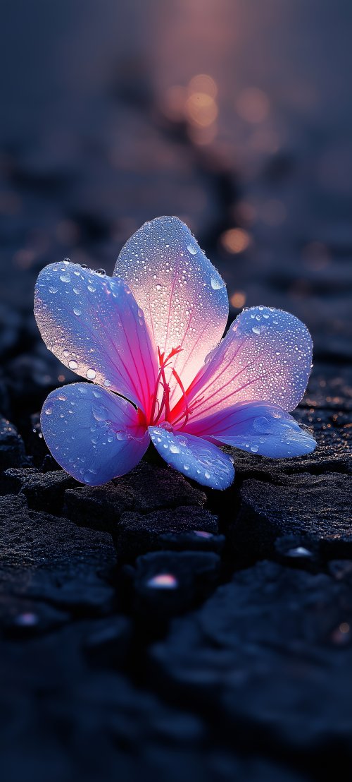 Glowing Dewy Flower - botanical Wallpaper