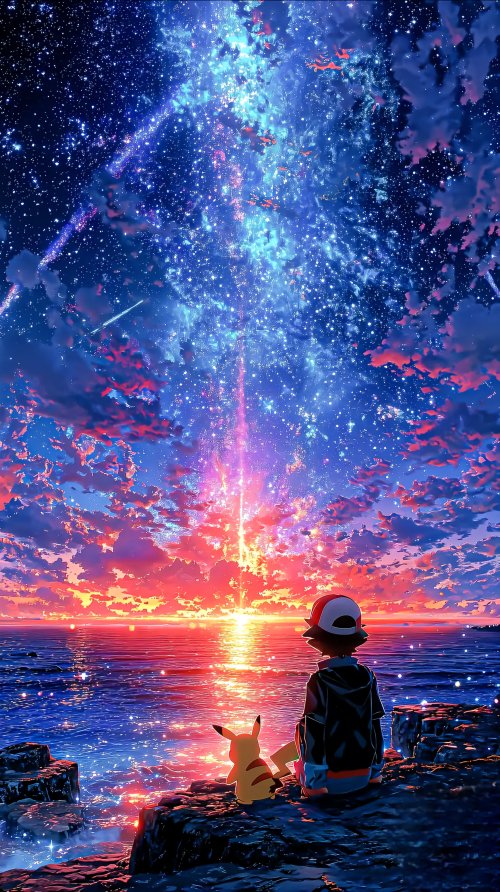 Ash and Pikachu Sunset - Related OpersCraft wallpaper